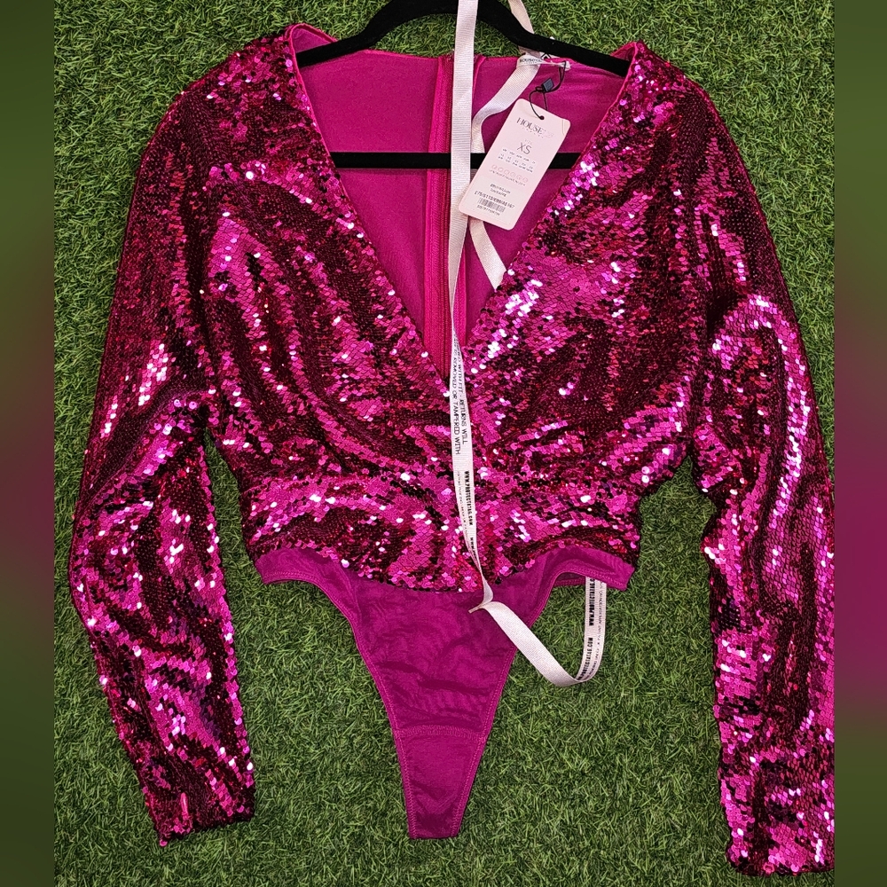 Pink Sequin Bodysuit